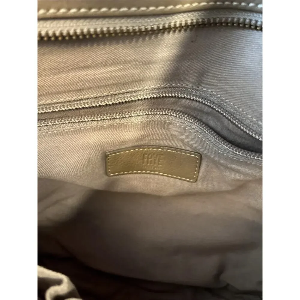 Frye Olivia Large Khaki Leather Crossbody Zip Top Closure Adjustable Strap Boho